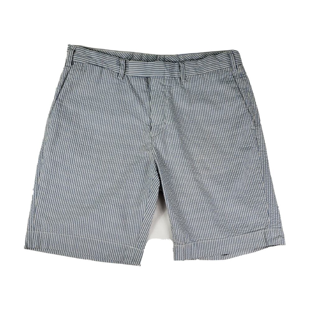 Vintage Ralph Lauren Shorts Men's 34(32) Blue White Seersucker 381 Bleecker